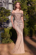 Andrea & Leo A1353 Dress Off The Shoulder Beaded Gold-Silver Gown