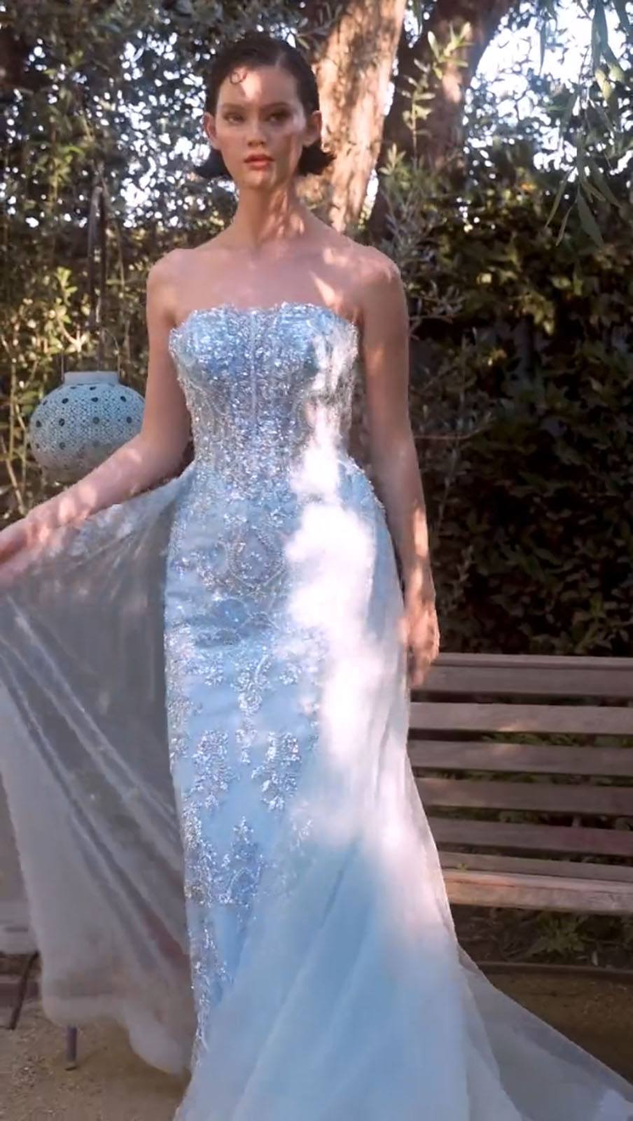 Andrea & Leo A1365 Dress Strapless Overskirt Glimmering Gown