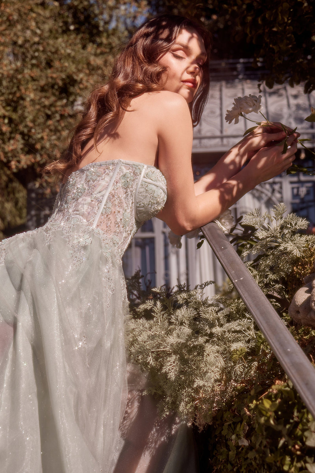 Andrea & Leo A1381 Tulle Daisy Asymmetric A-Line Gown