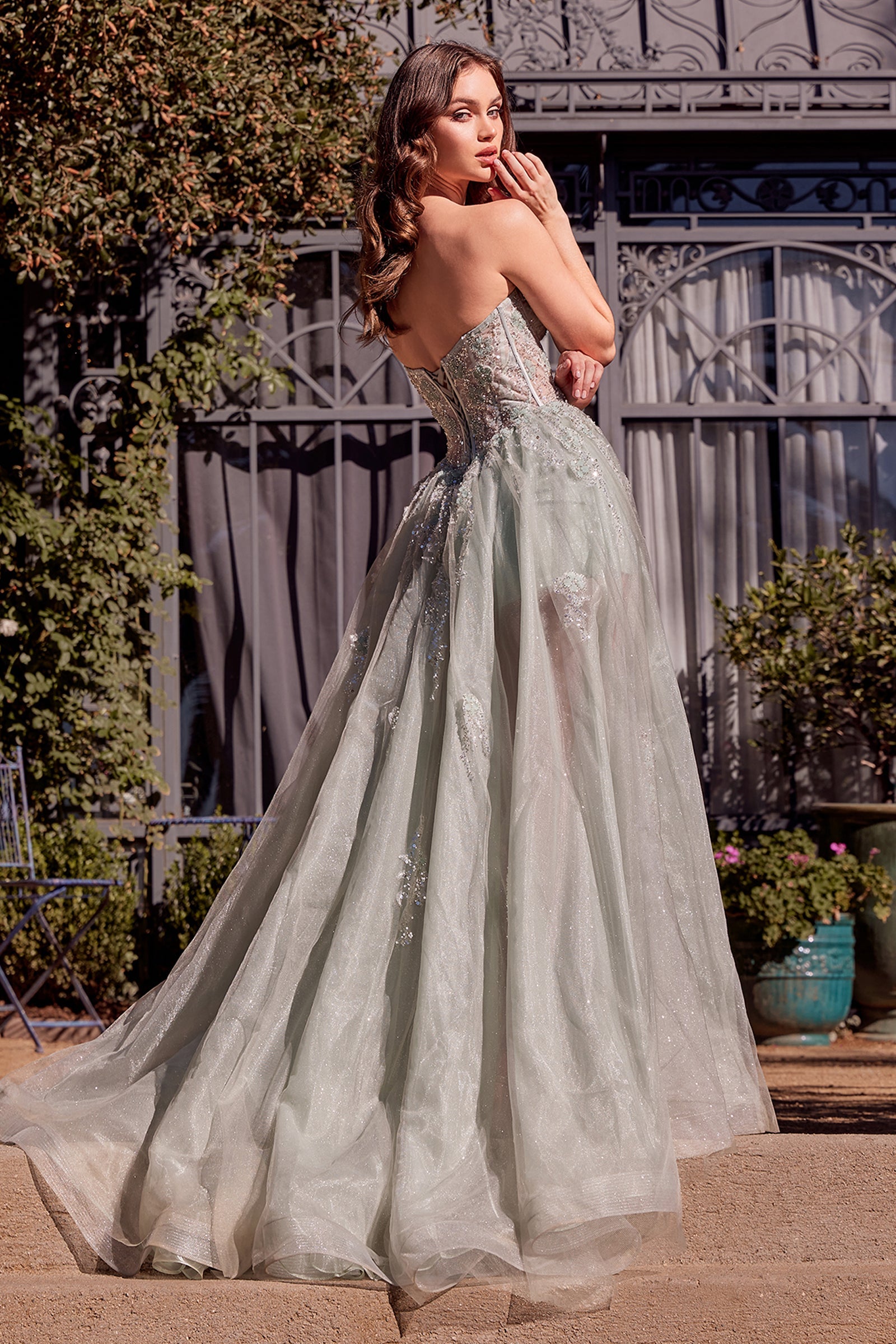 Andrea & Leo A1381 Tulle Daisy Asymmetric A-Line Gown