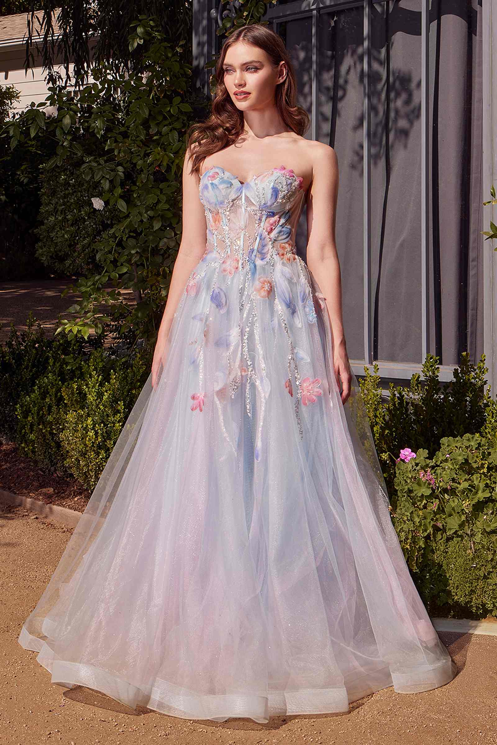 Andrea & Leo A1383 Dress Watercolor Floral A-Line Gown