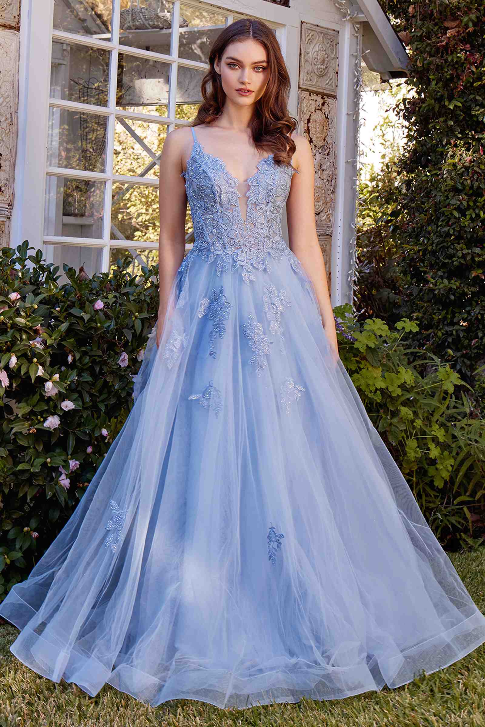 Andrea & Leo A1417 Dress Lace Appliqued A-Line Layered Tulle Gown