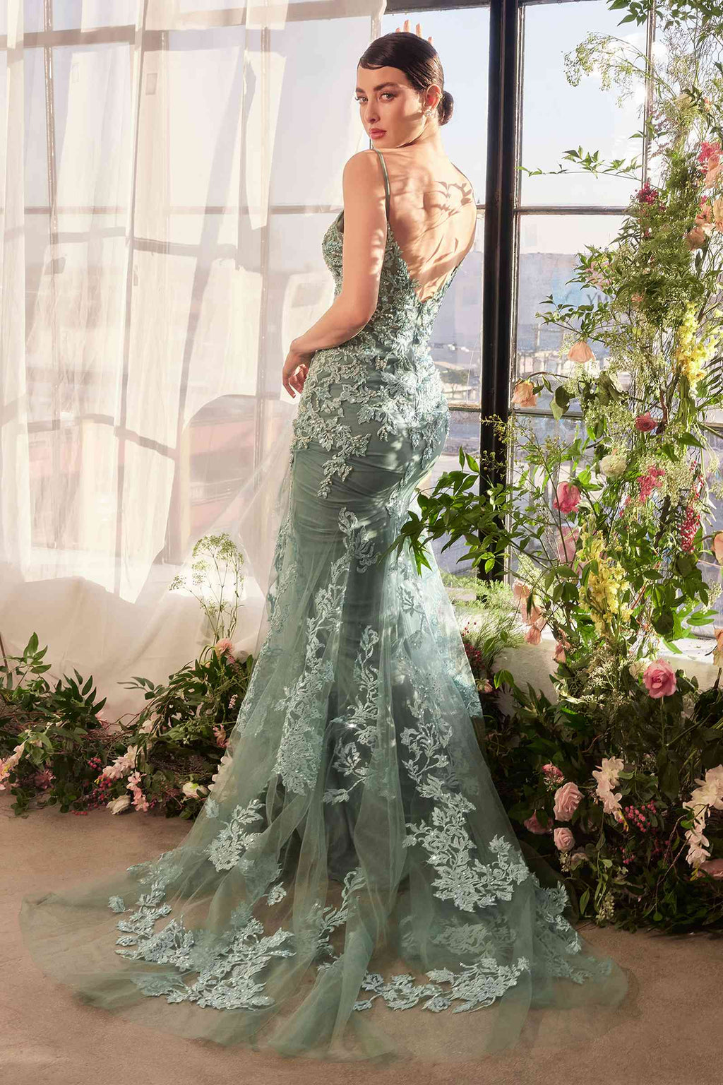 Andrea & Leo A1421 Dress Foliage Beaded Lace Mermaid Gown