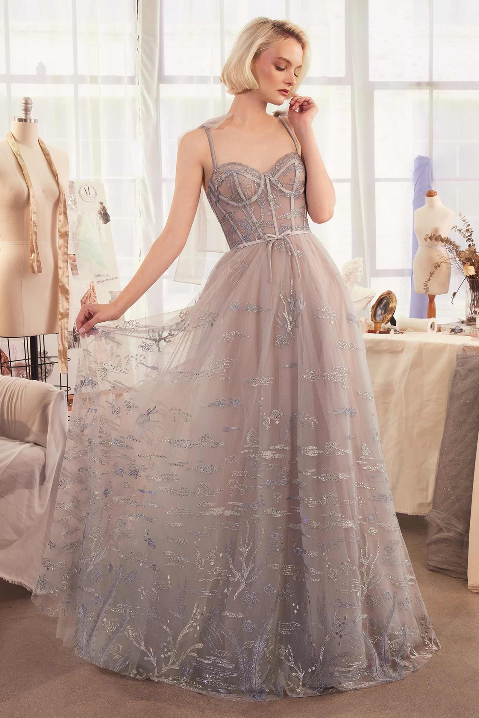 Andrea & Leo A1458 Dress Under The Sea Embroidery A-Line Gown