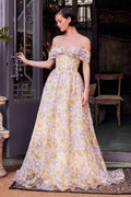 Andrea & Leo A1466 Dress Floral Printed Off The Shoulder A-Line Gown