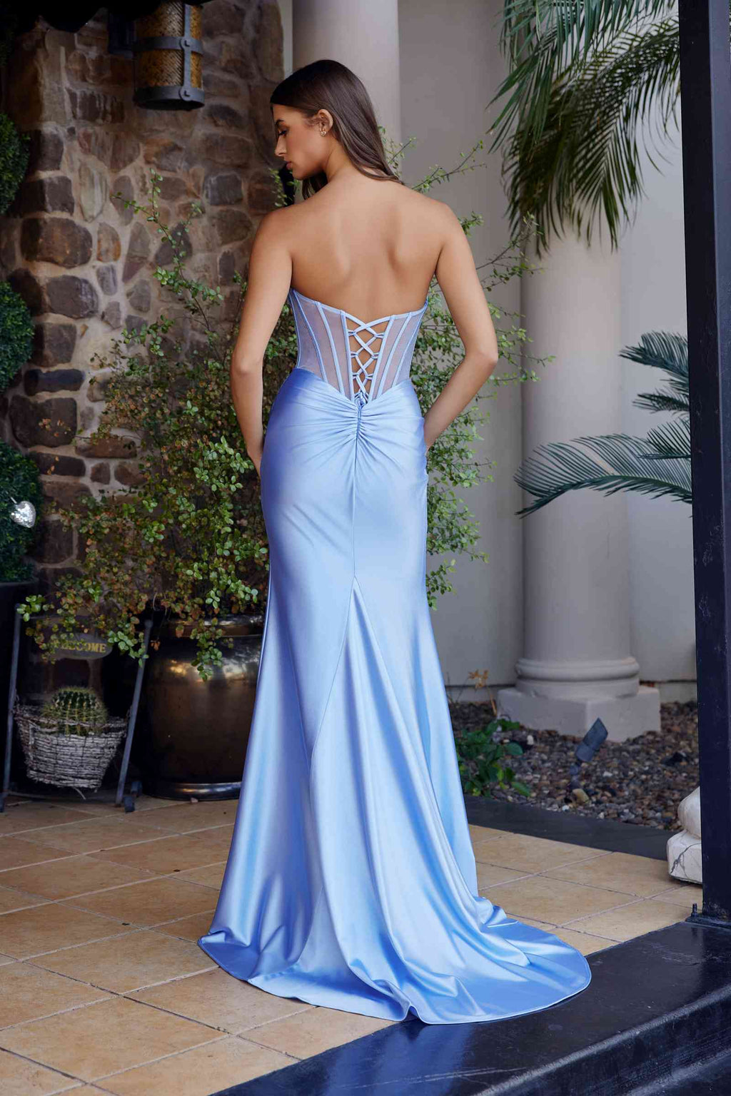 Nox Anabel A1737 Strapless Fitted Stretch Satin Prom Gown