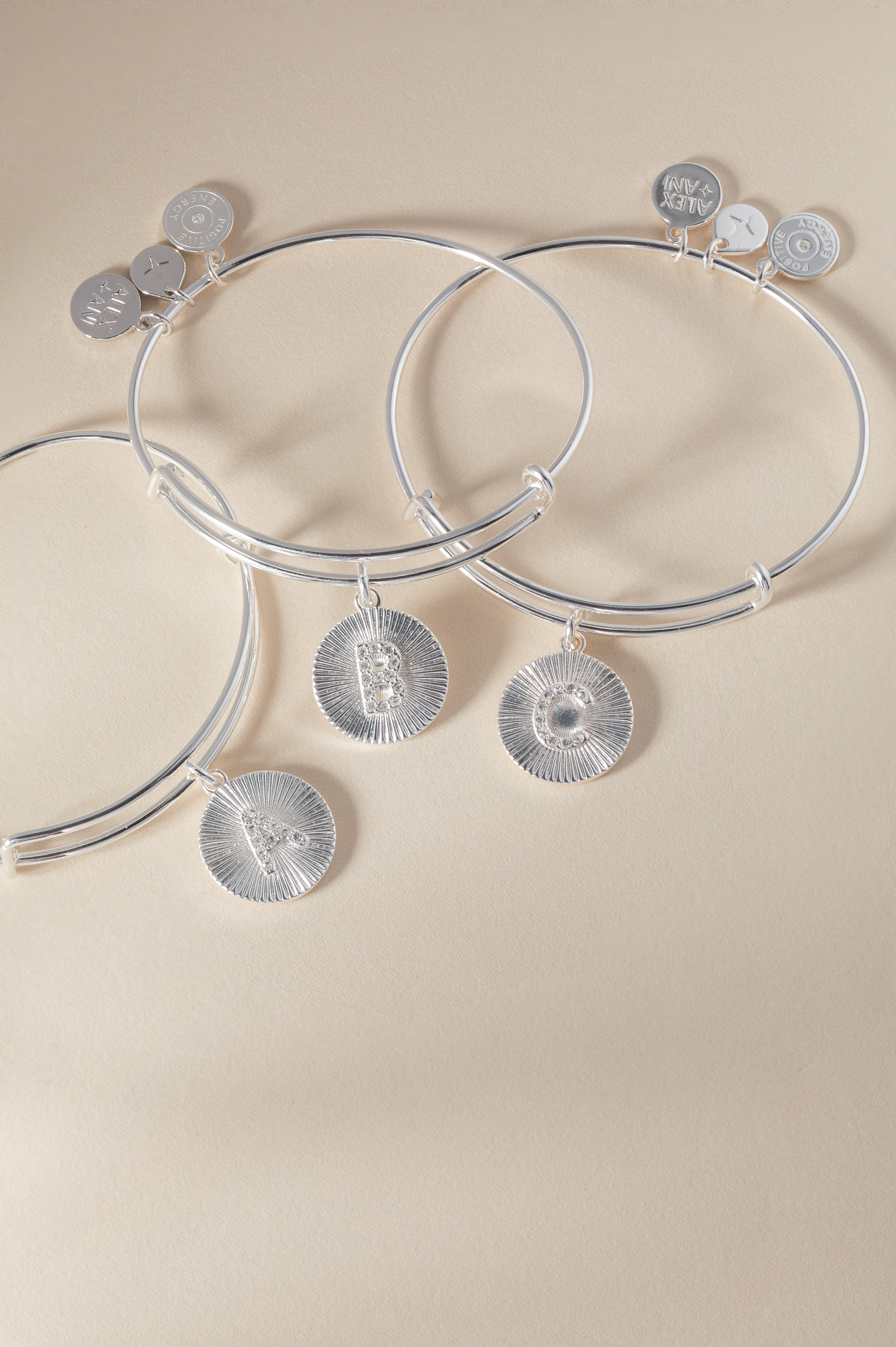 Initial A Pave Starburst Texture Bangle