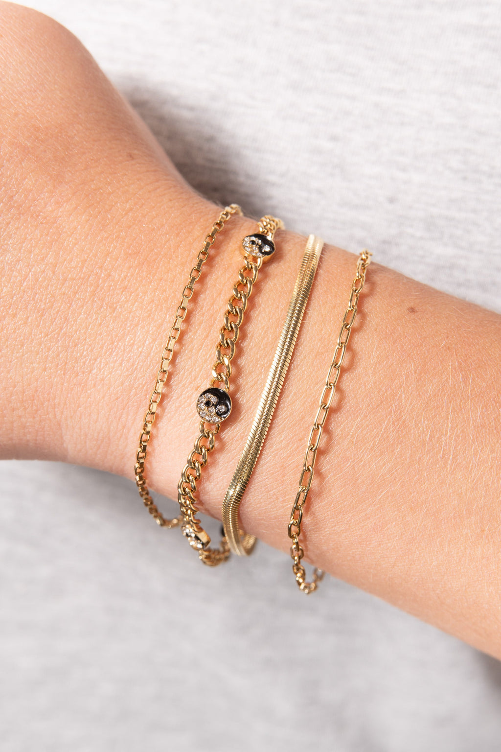 Yin Yang Curb Chain Bracelet