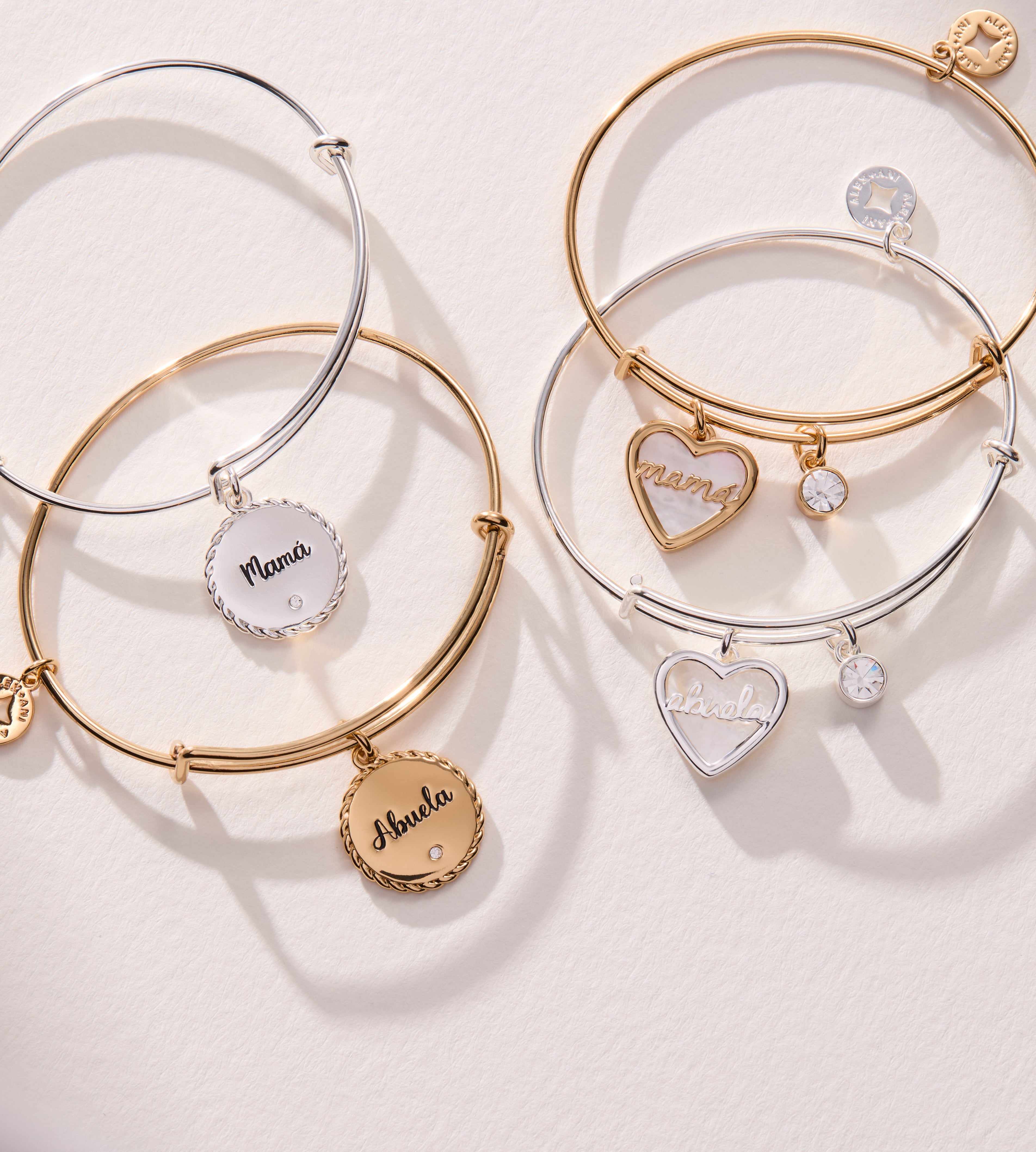 Abuela Mother of Pearl Heart Charm Bangle