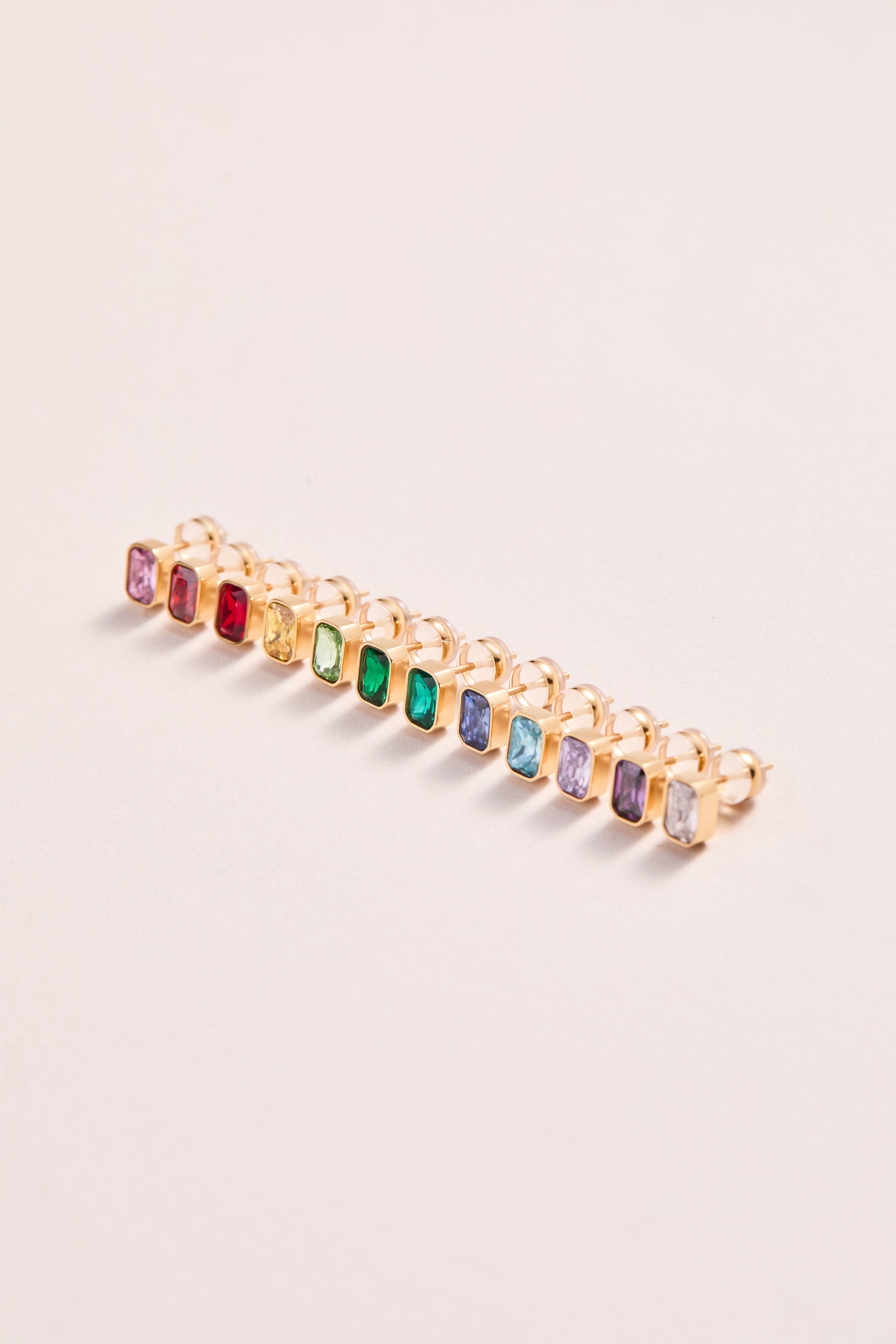 March Emerald-Cut Birthstone Stud