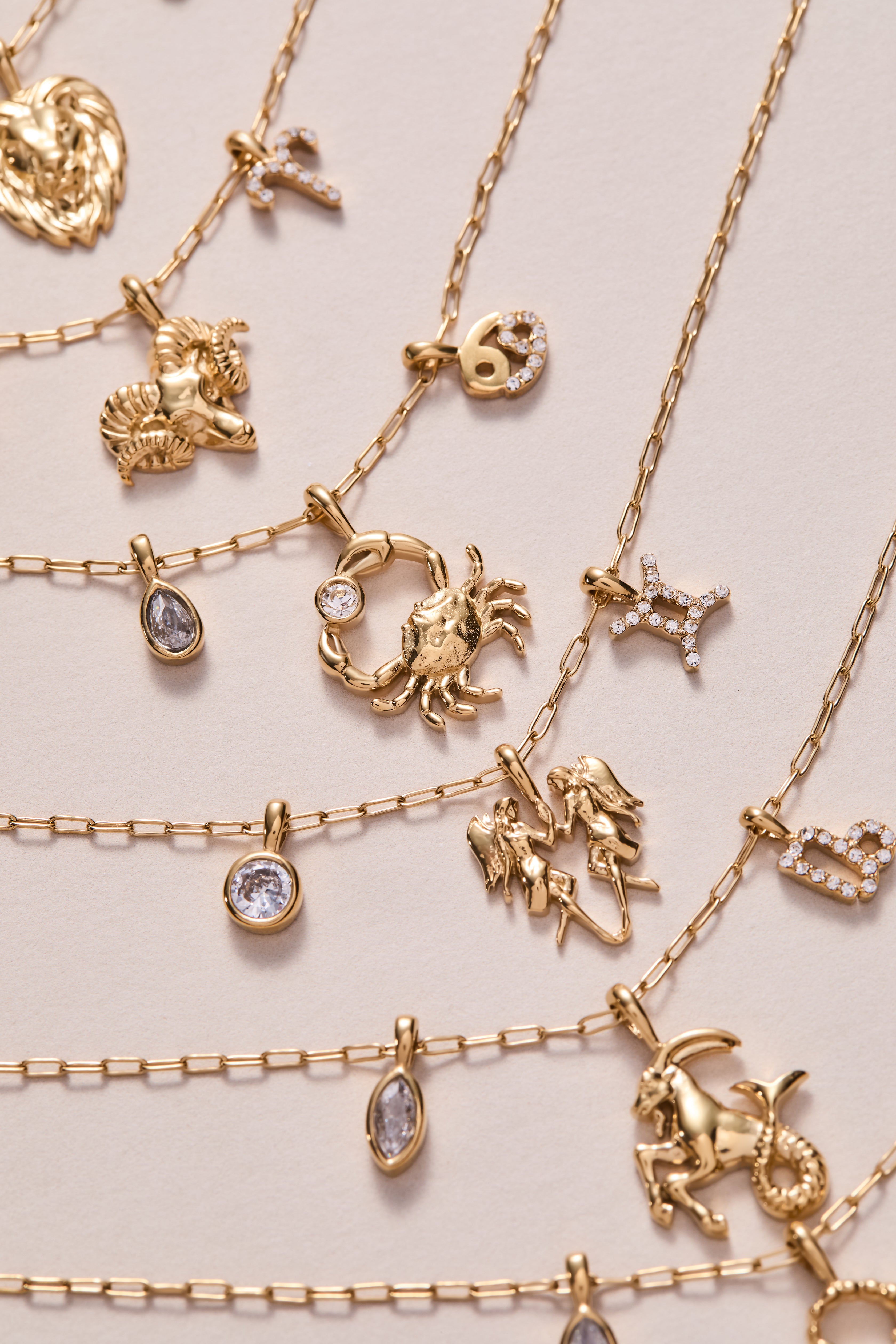 Gemini Zodiac Charm Cluster Necklace