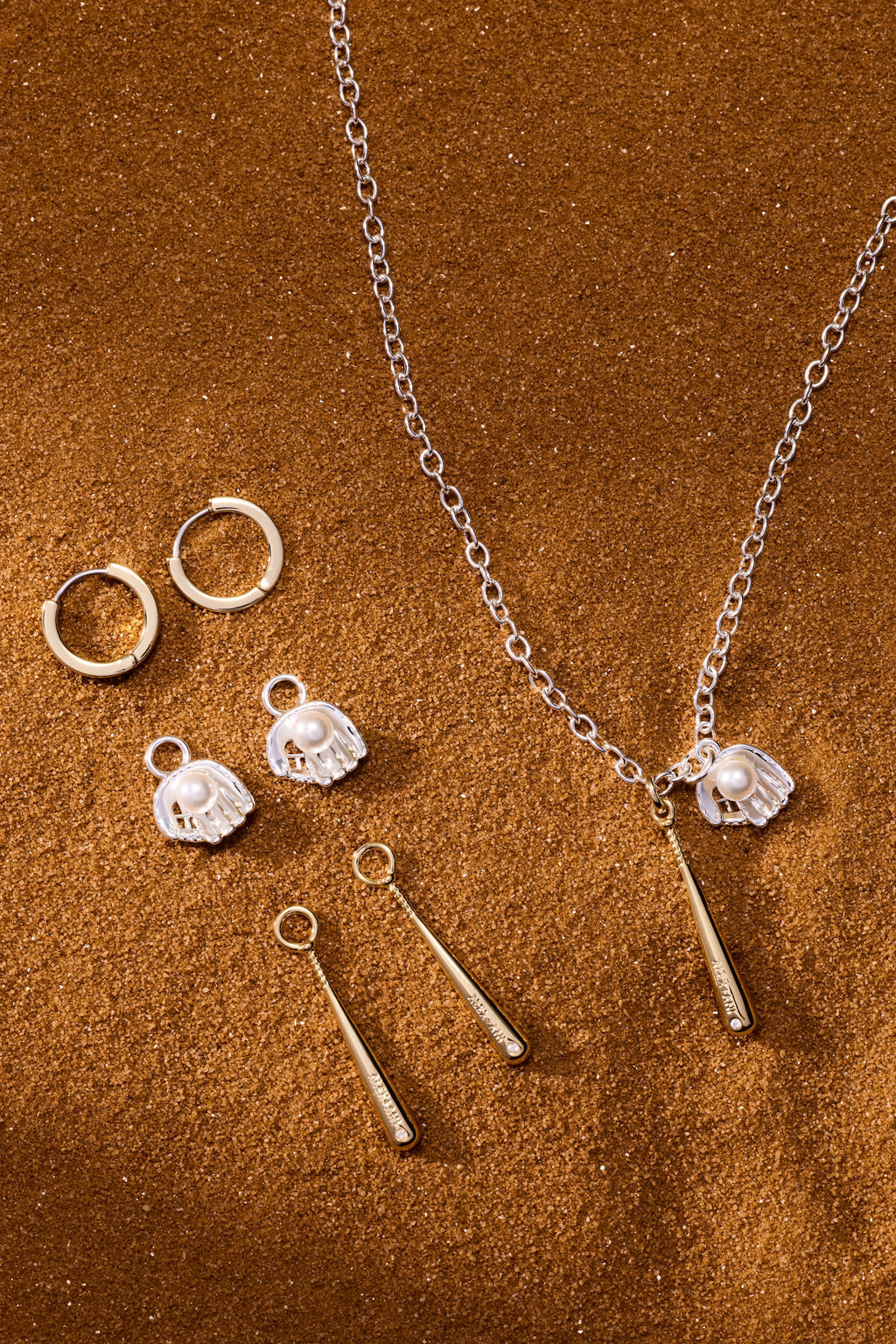 Ballgame Duo Charm Pendant Necklace