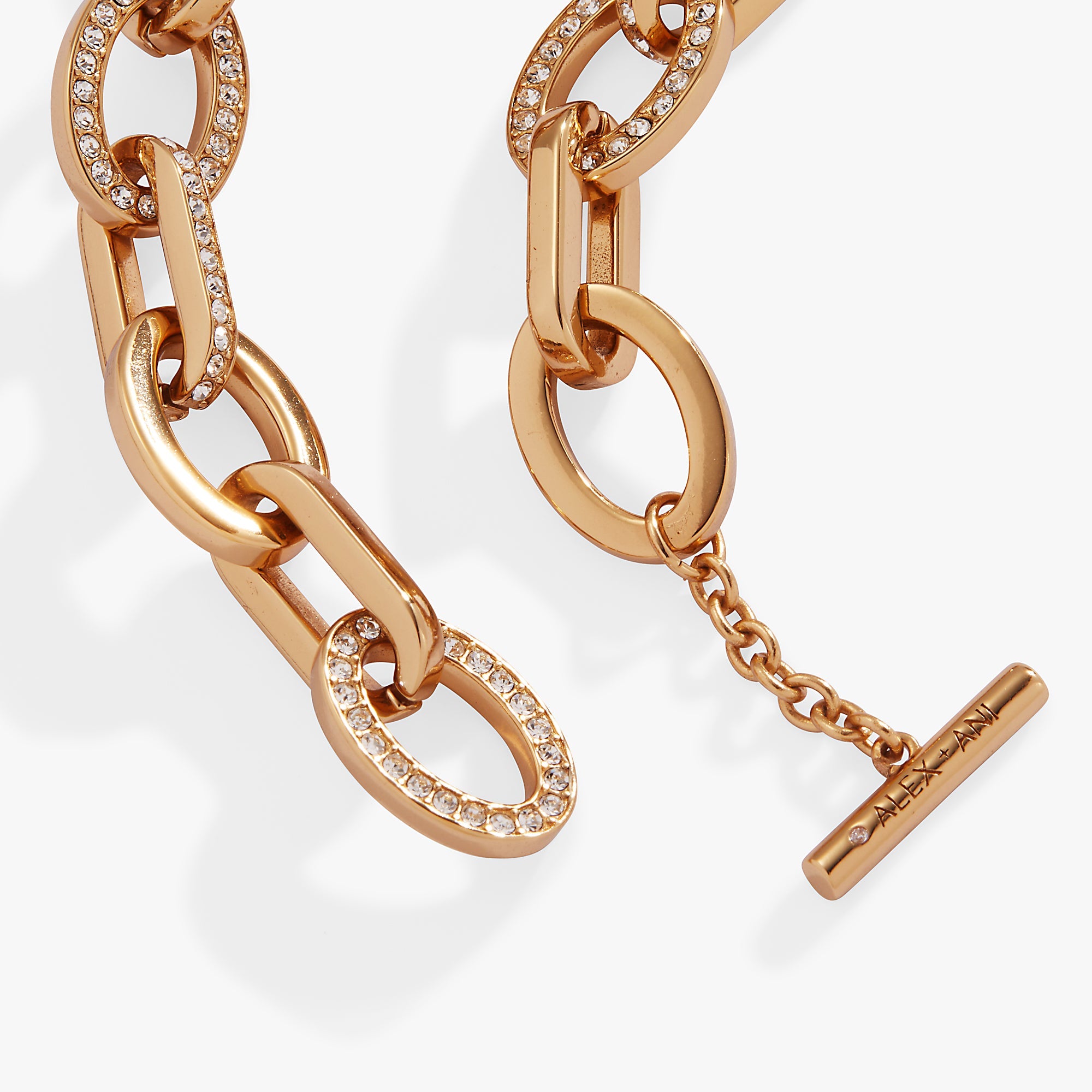 Oval Link Crystal Chain Toggle Bracelet
