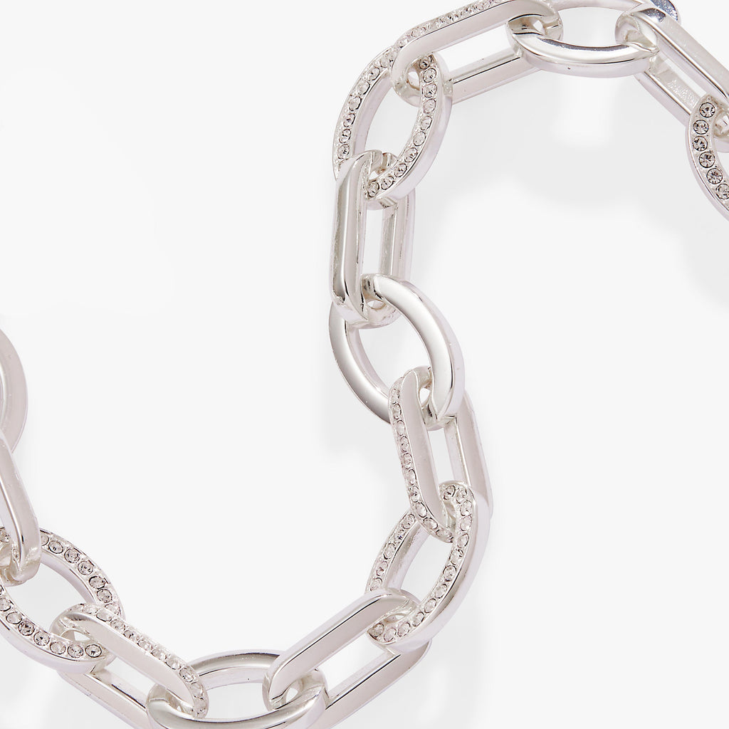 Oval Link Crystal Chain Toggle Bracelet