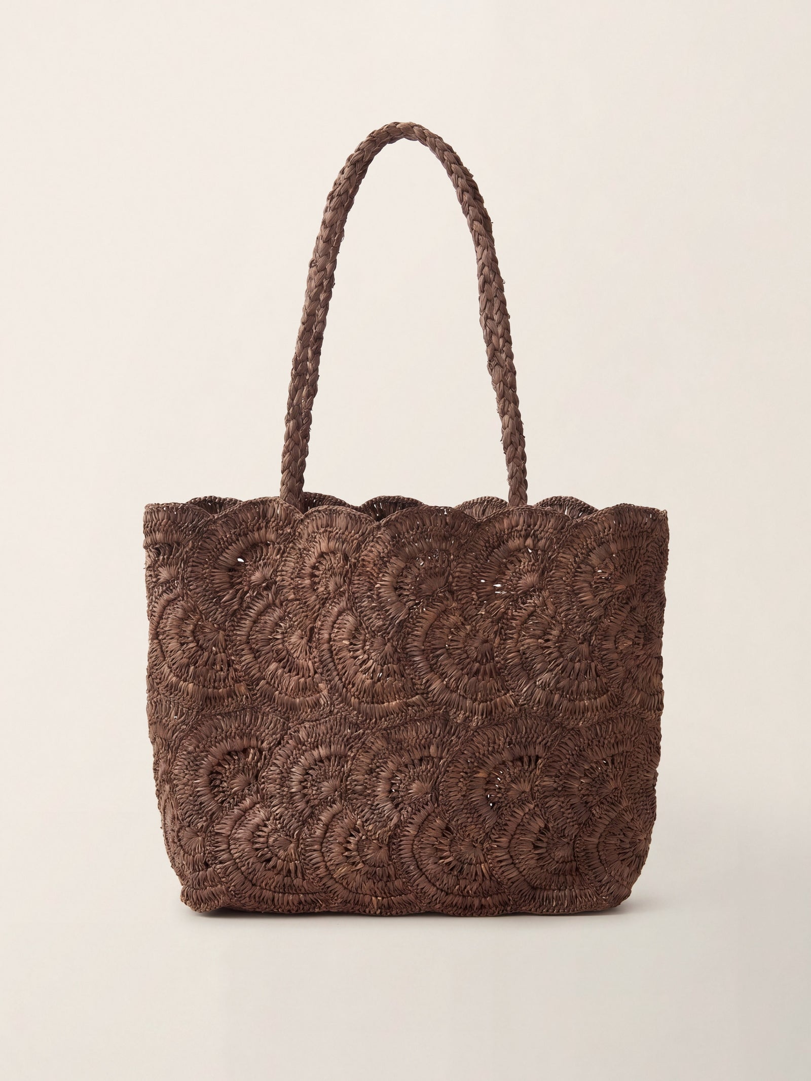 Handwoven Raffia Floral Pattern Tote Bag