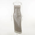 Sleeveless Glitter Sequined Evening Party Club Maxi Dress