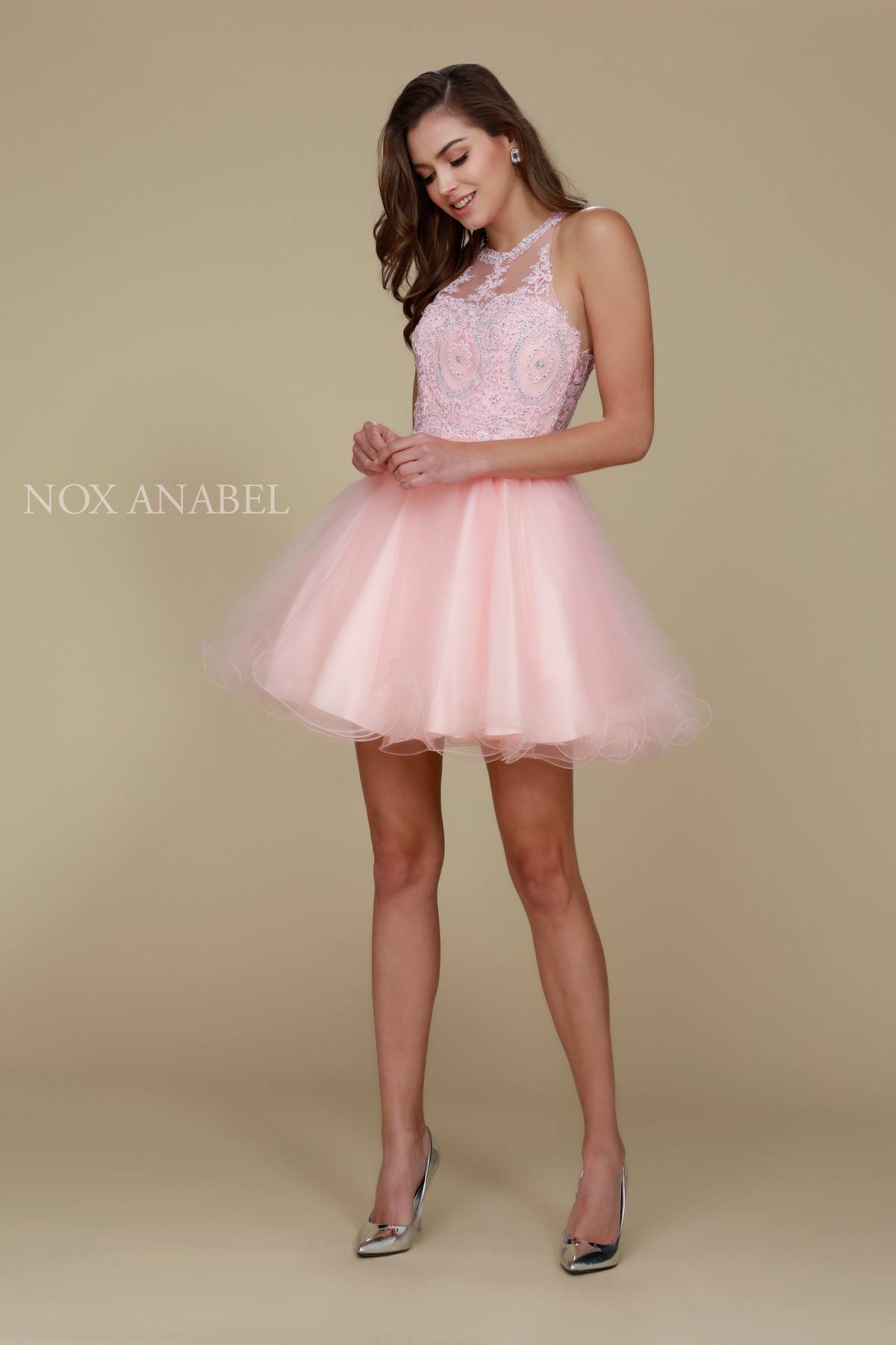 Nox Anabel B652 Short Dress Poofy A-Line Tulle Skirt Halter Neck