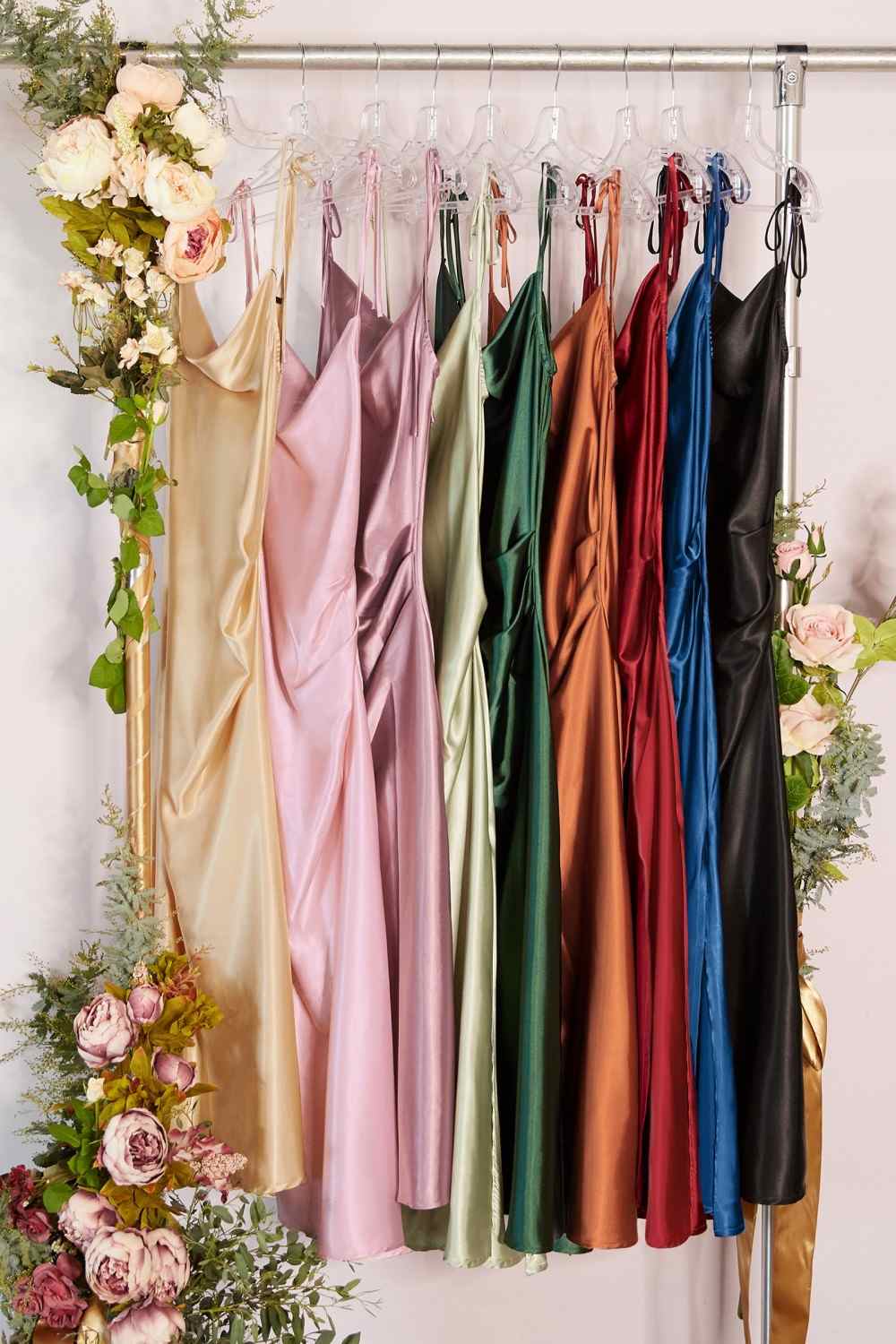 CLEARANCE - Cinderella Divine BD103 Satin Mauve Midi Length Dress Neck (Size S)