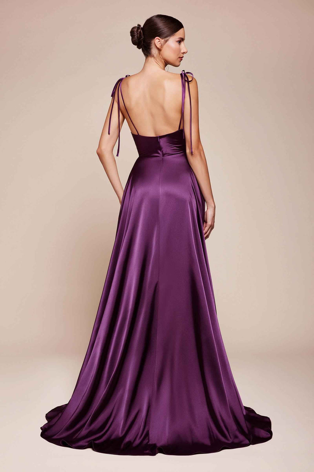 CLEARANCE - Cinderella Divine BD104 Lavender Satin A-Line Dress Cowl Neckline (Size M)