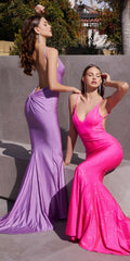 Astee BD4001 Long Sexy Glitter Stretch Satin Gown