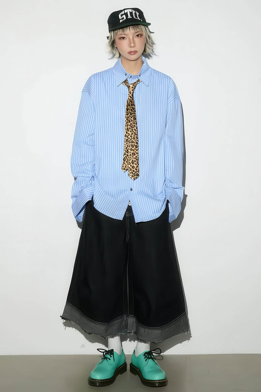Button-Fly Cropped Jeans - Streetwear Washed Wide Leg Pants