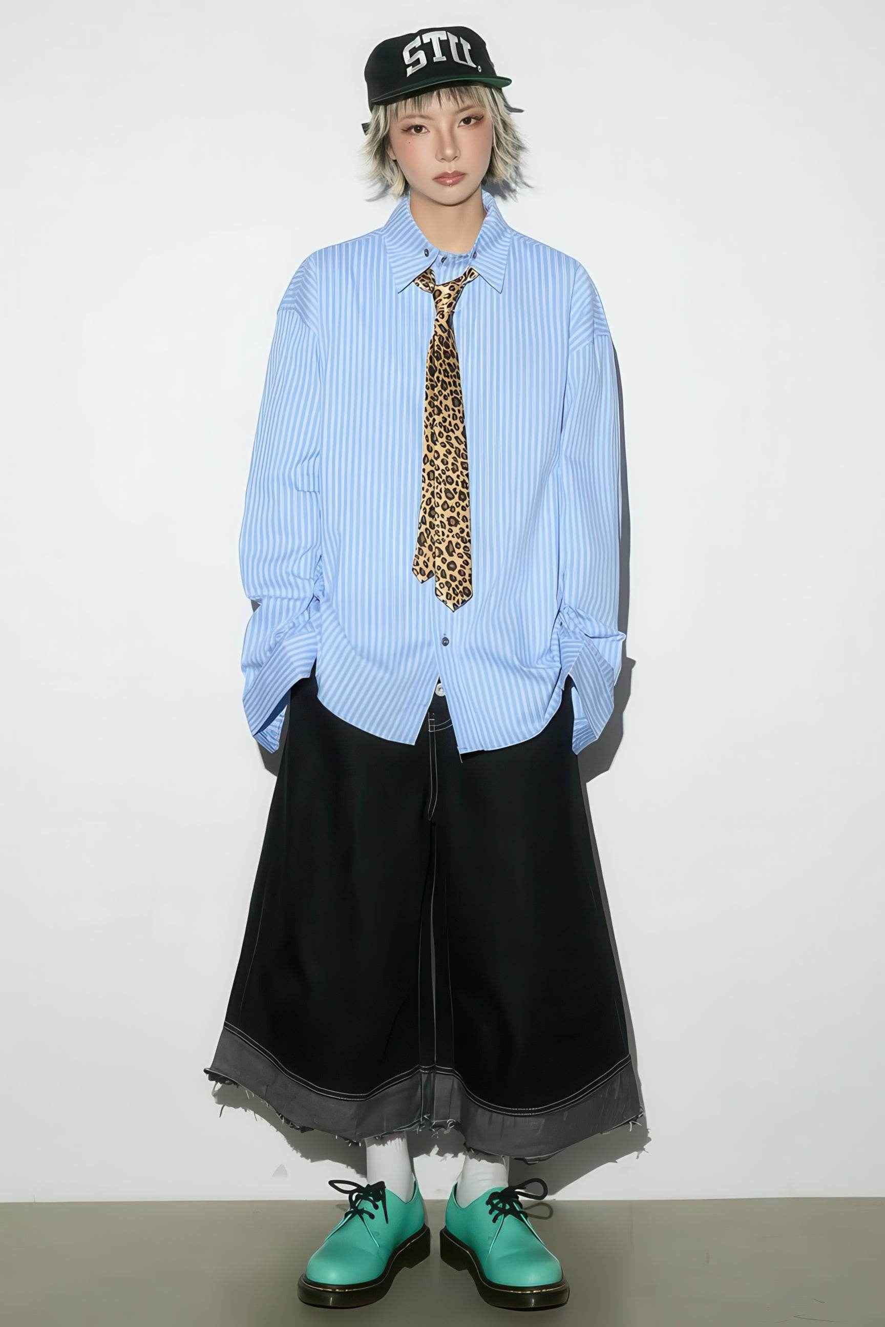 Button-Fly Cropped Jeans - Streetwear Washed Wide Leg Pants