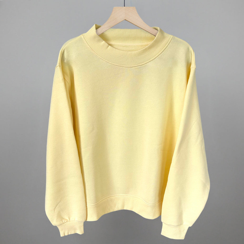 Butter Yellow Oversized Fleece Mockneck