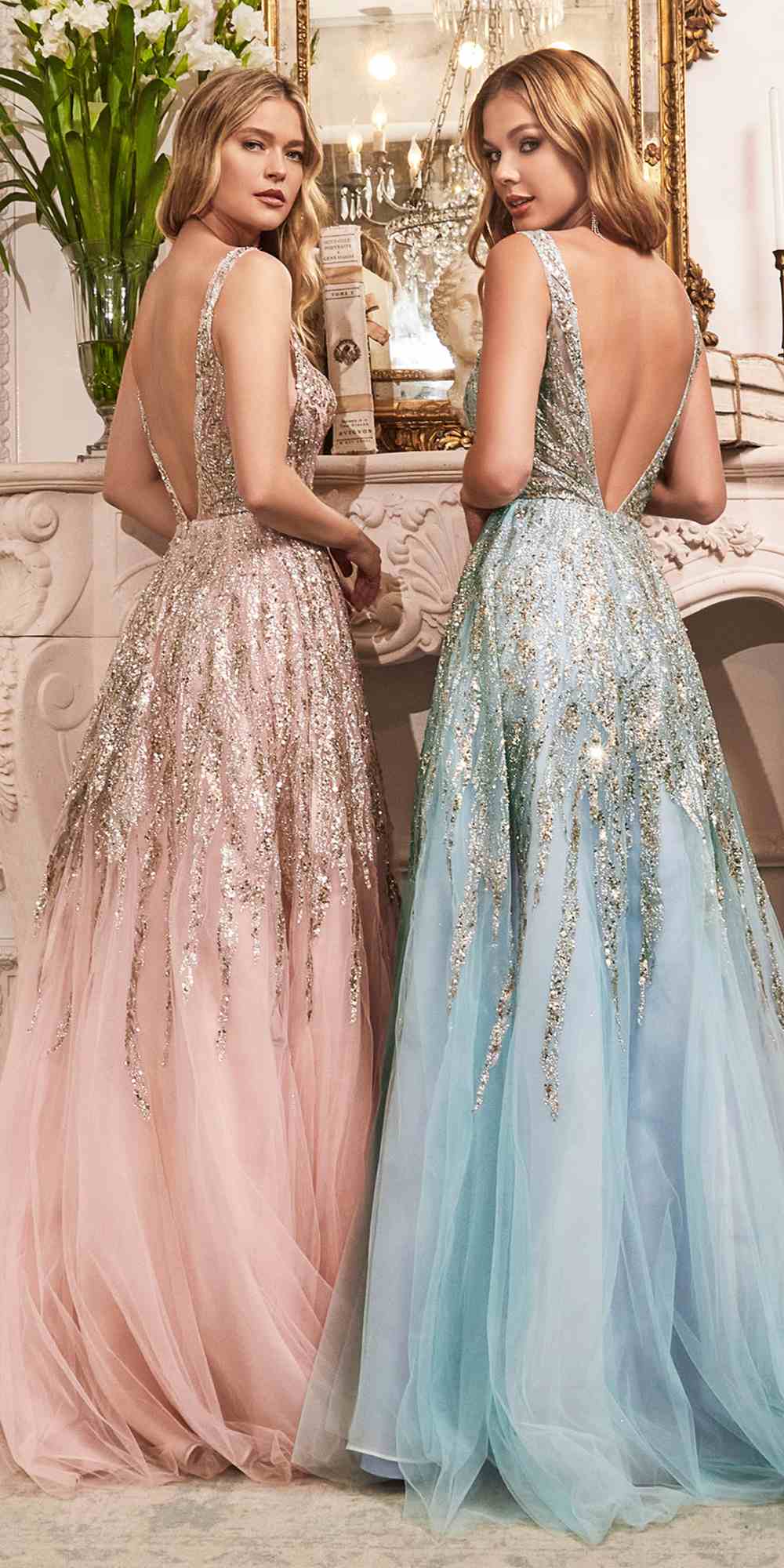 Cinderella Divine C135 Long Beaded Shimmer Ball Gown