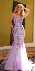 Nox Anabel C1416 Long Sequin Embroidery V-Neck Open Back Mermaid Gown