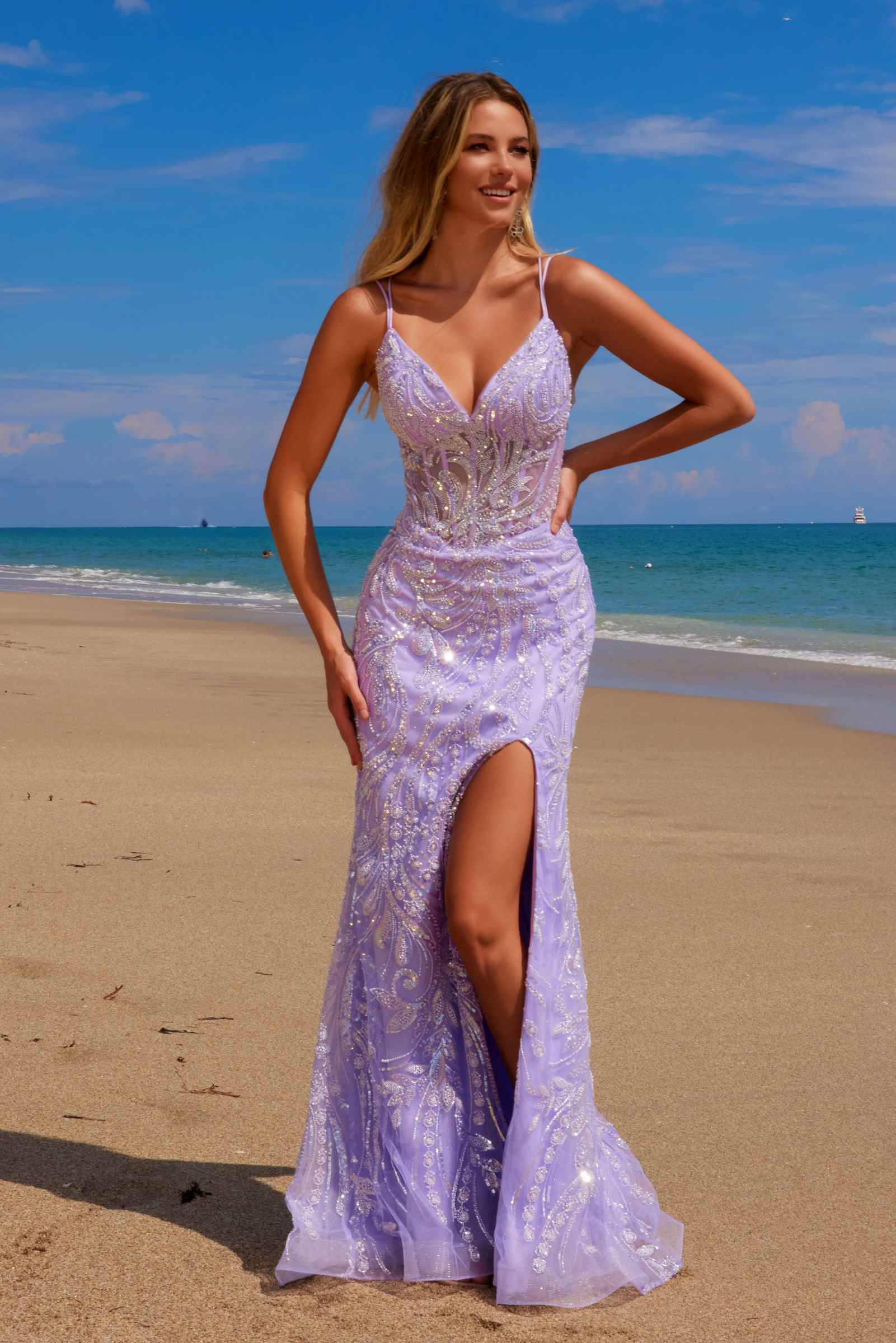 Nox Anabel C1612 Sweetheart Fully Beaded Dress with Boned Waistline