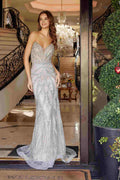 Nox Anabel C1833 Strapless Beaded Gown With Peaked Neckline Prom Gown