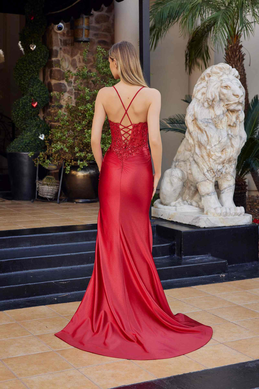 Nox Anabel C1841 Glitter Dusted Satin Sequined Embellishment Prom Gown