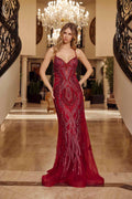 Nox Anabel C1849 Beaded Tulle Lace Up Closure Spaghetti Strap Prom Gown