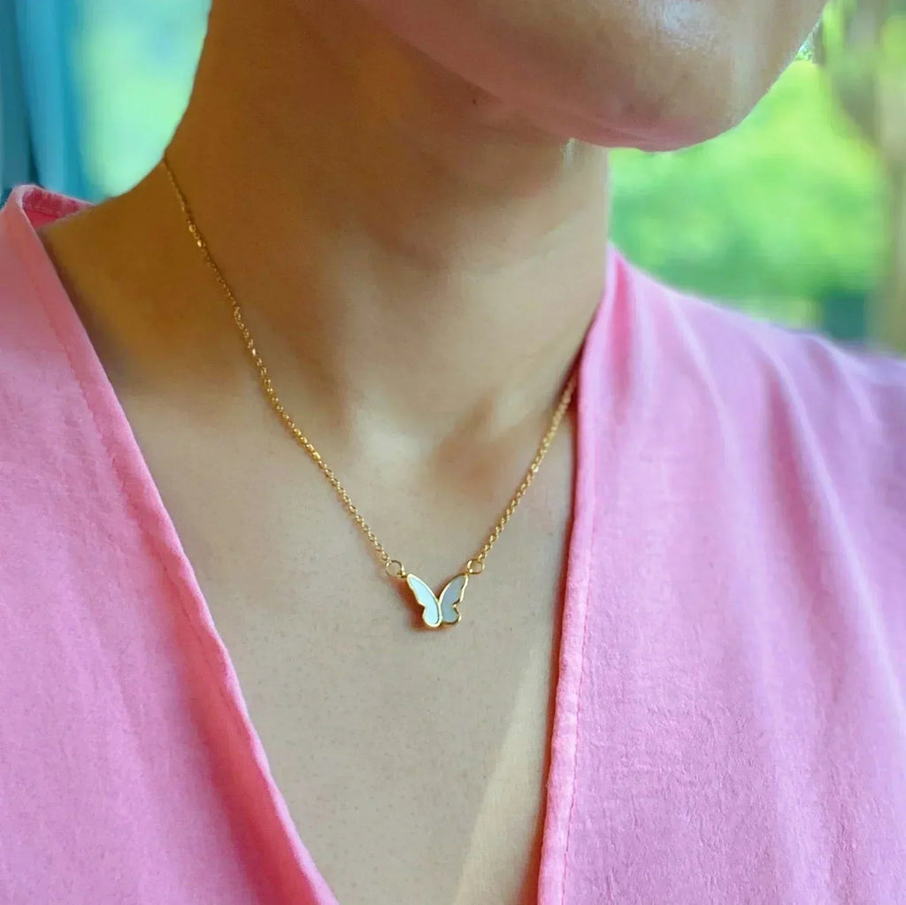 Golden Shell Butterfly Necklace
