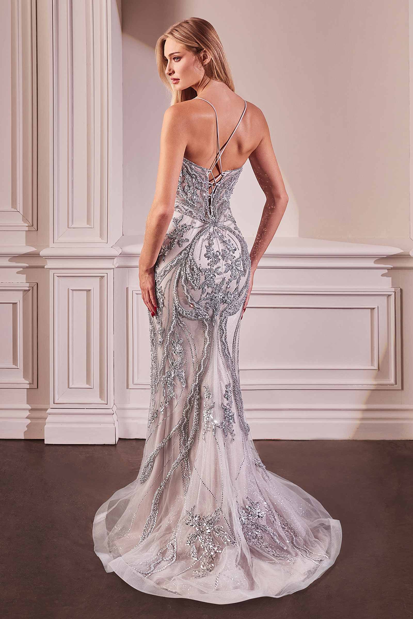Ladivine CC0240 Dress Pearl Embellished Fit & Flare Gown
