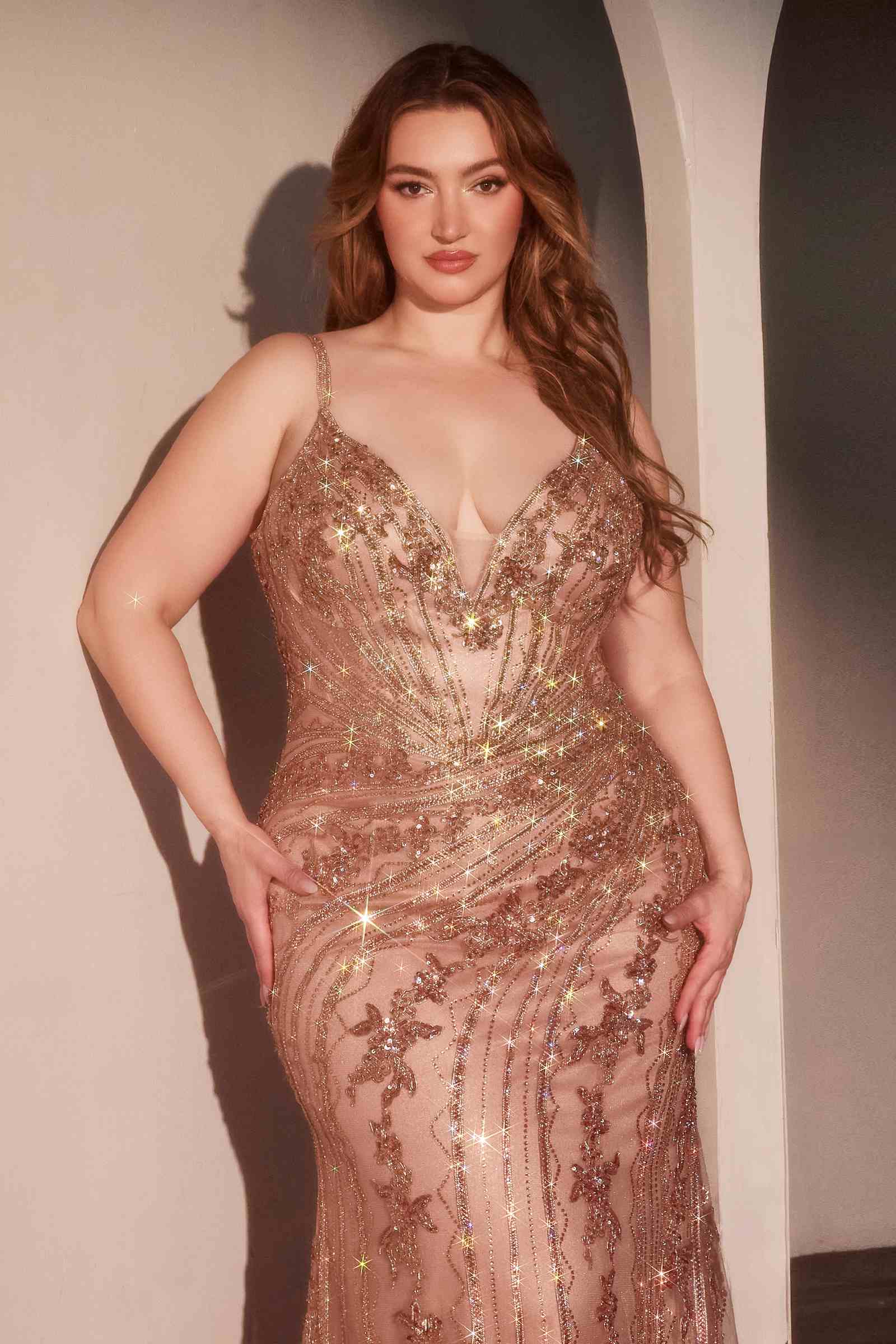 Ladivine CC0389C Dress Lace Embellished Fitted Gown