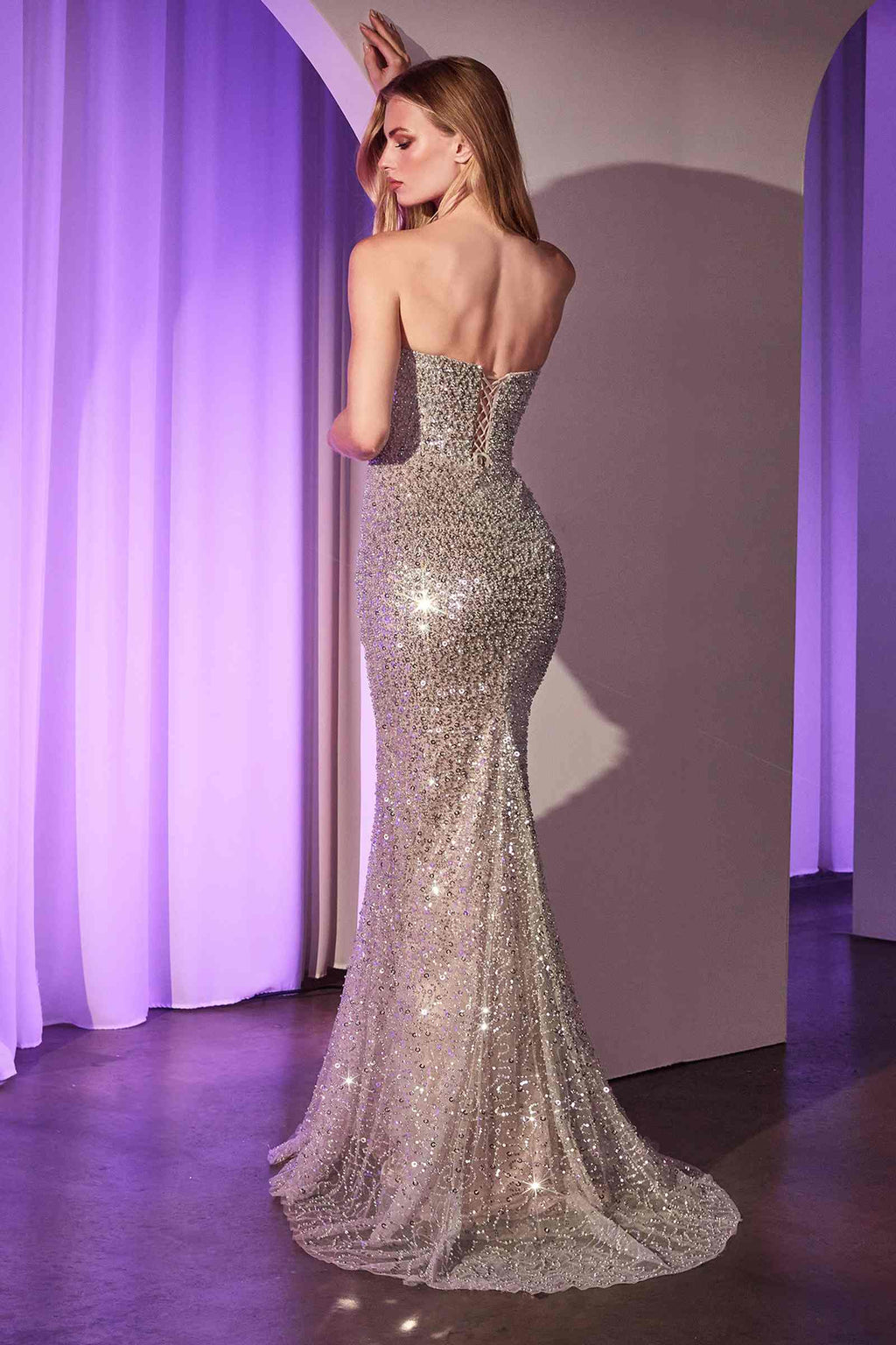 Ladivine CC385 Dress Fully Beaded Strapless Gown