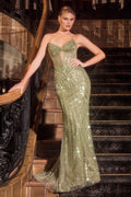 Ladivine CC398 Dress Strapless Beaded Fitted Prom Gown