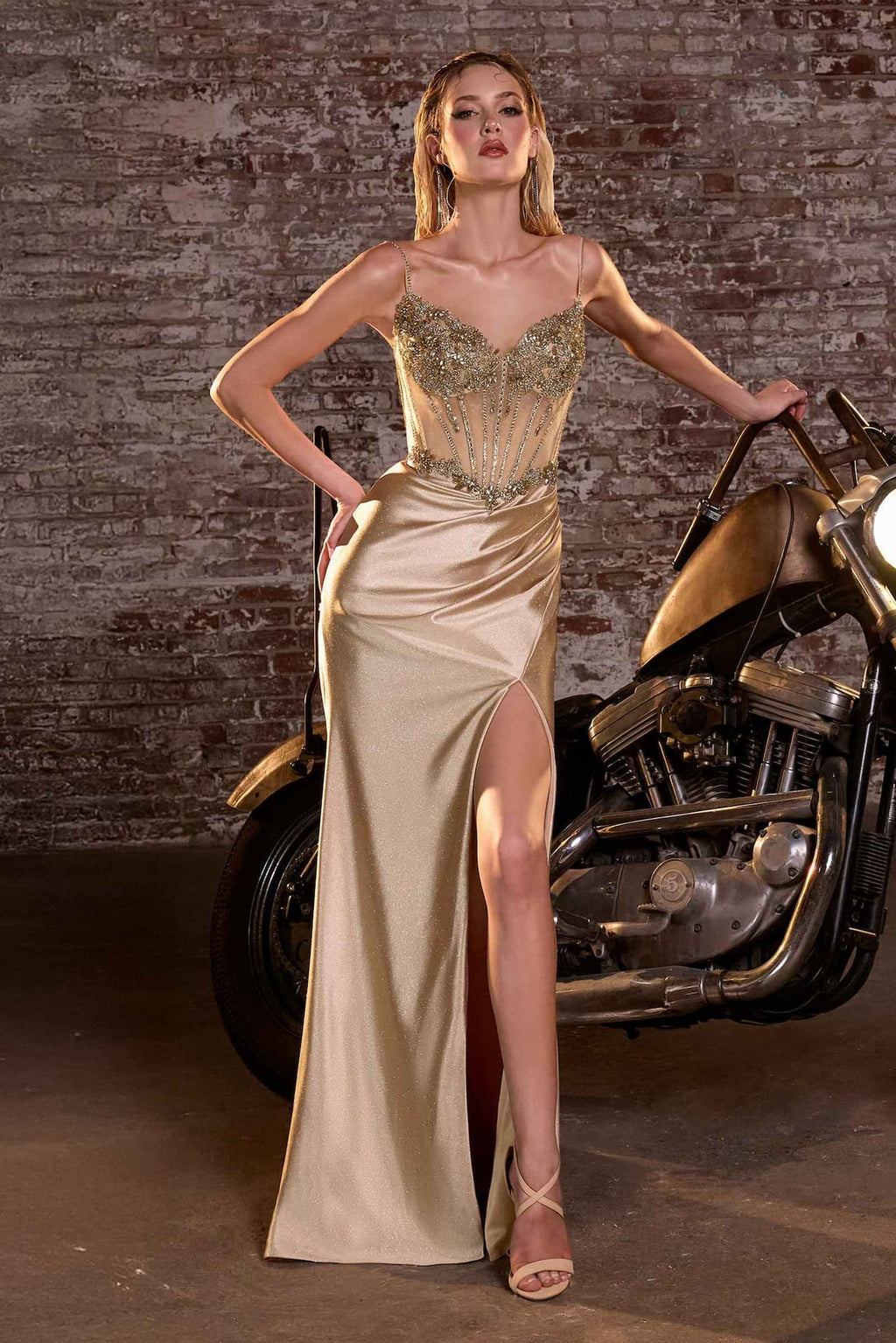 CLEARANCE - Ladivine CC408 Long Satin Fitted Lavender Gown (Size 2)