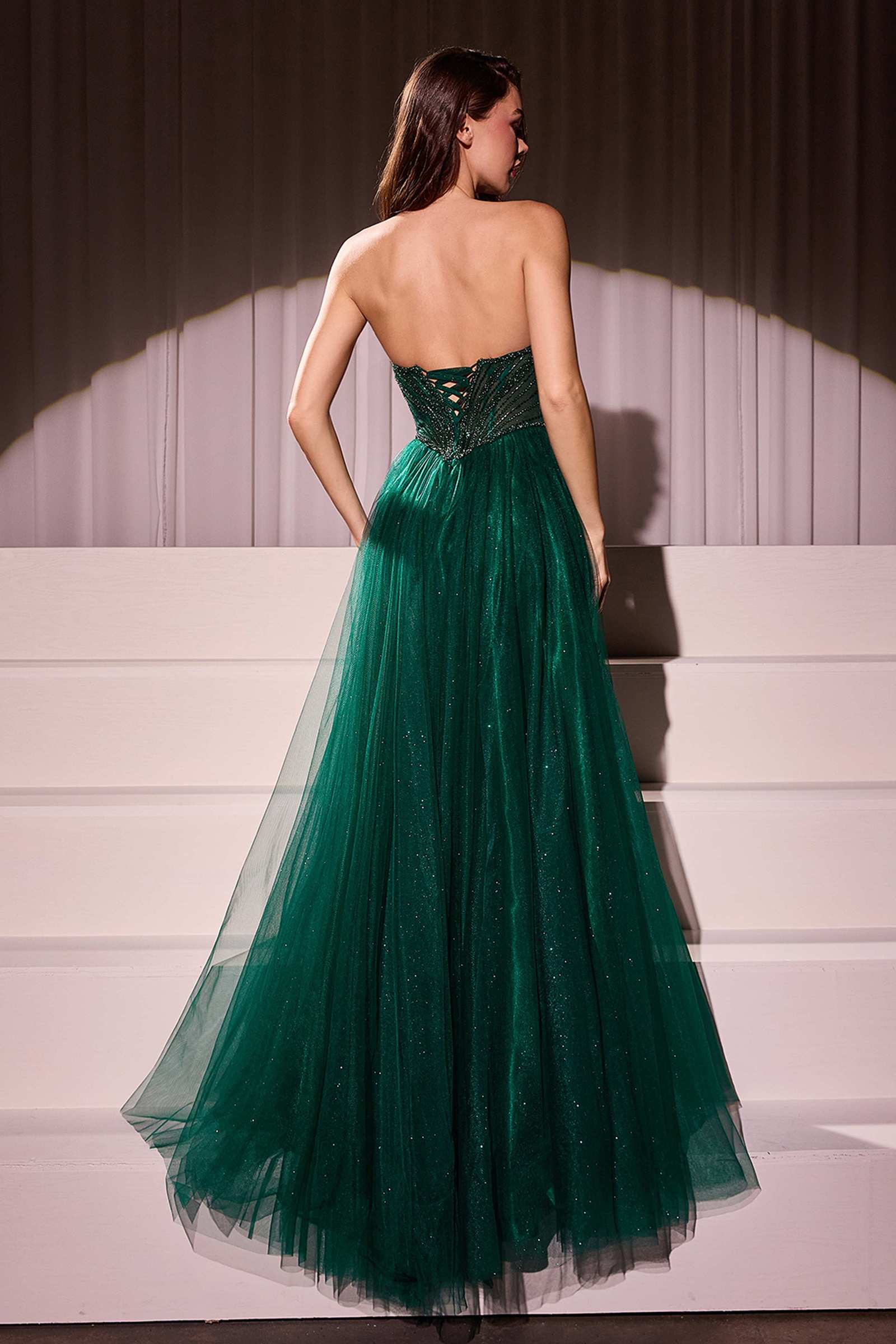 Ladivine CC415 Dress Strapless Beaded Tulle Ball Gown