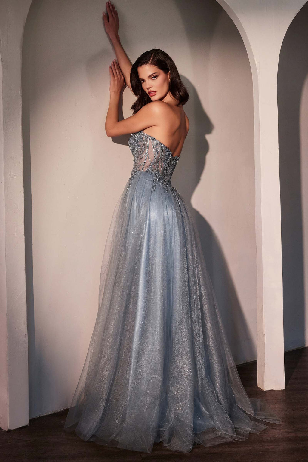 Ladivine CC487 Dress Strapless Layered Tulle A-Line Gown