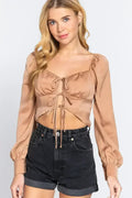 Champagne Ribbon Tie Top - Sweetheart Neck | Femstylo
