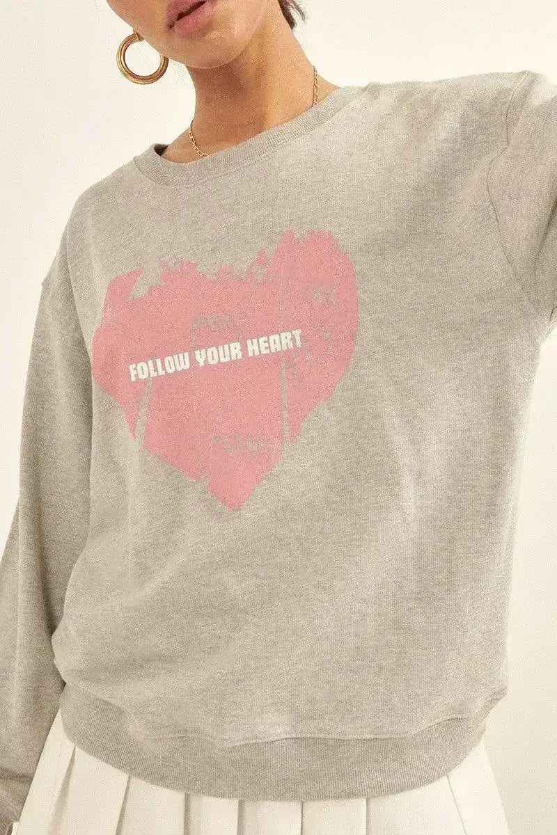 Vintage Heart Sweatshirt - Oversized French Terry Top | Femstylo