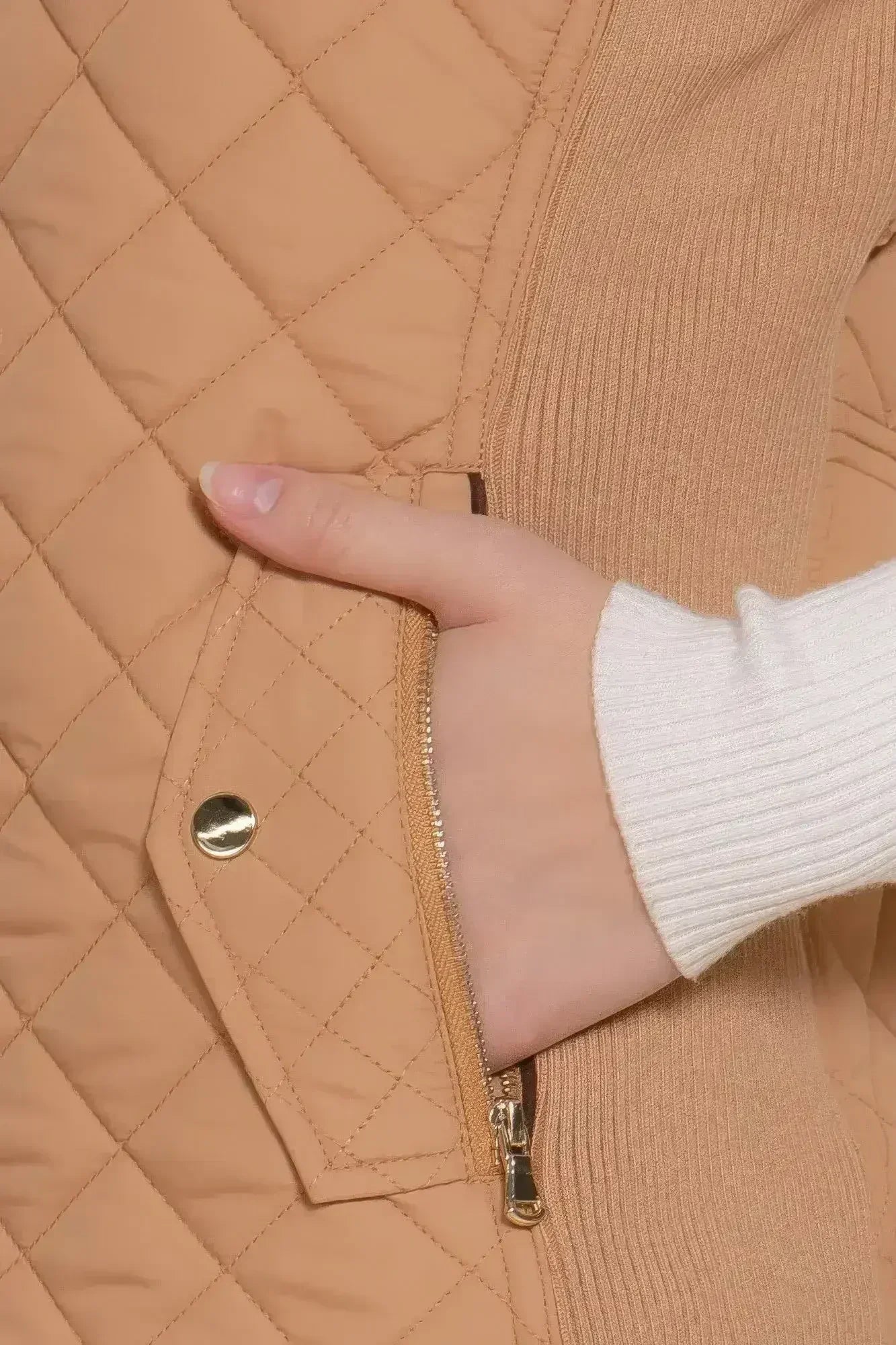 Quilted Suede Piping Vest - Pale Taupe | Femstylo