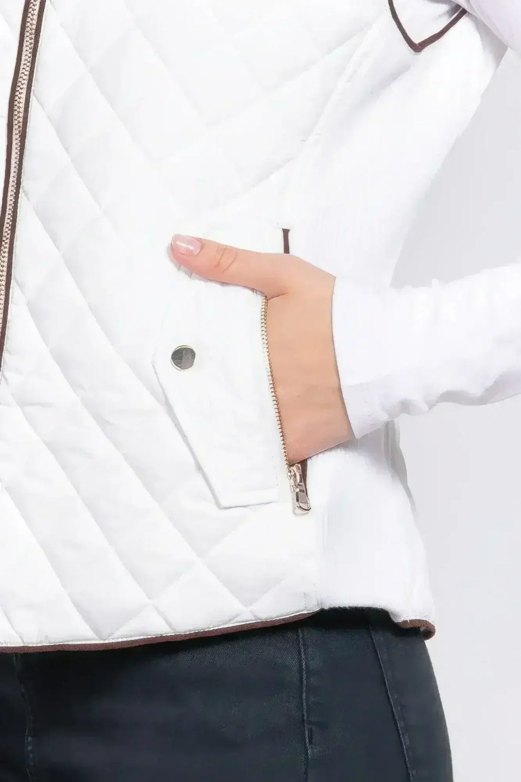 Quilted Suede Piping Vest - Pale Taupe | Femstylo