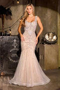 Ladivine CC8270 Timeless Glamour Scoop Neck Scroll Motifs Mermaid Gown