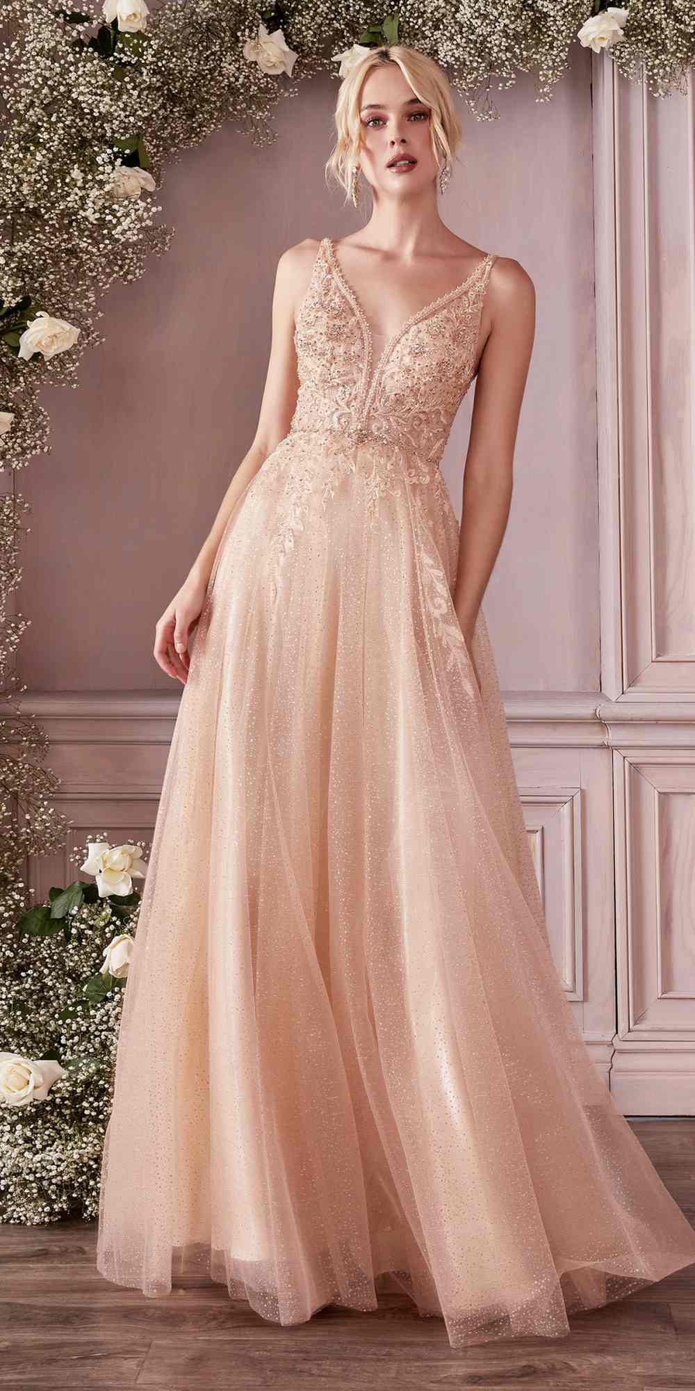 Cinderella Divine CD0196 Layered Tulle A-Line Gown