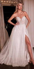 Ladivine CD0230W Long Strapless Layered Tulle Bridal Gown