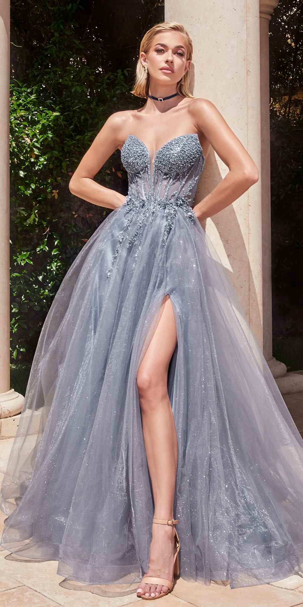 Ladivine CD0230W Long Strapless Layered Tulle Bridal Gown