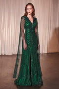 Ladivine CD0239 Long Sleeve Fully Beaded Sheath Gown